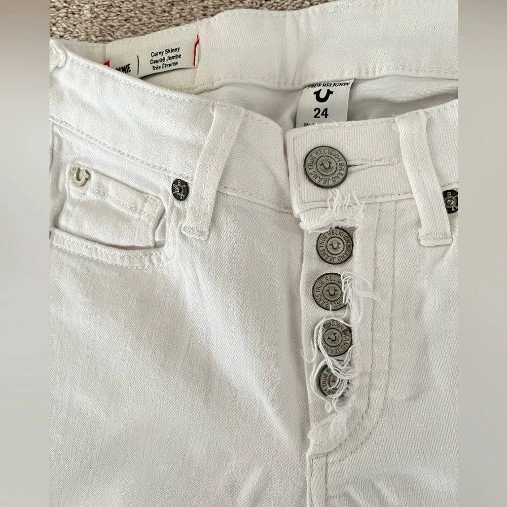 True Religion Jennie Row White Button Fly Jeans – Size 24 - Picture 5 of 11